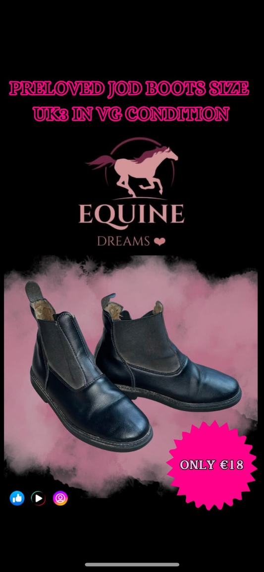 ✨ Preloved Leather Fleece-Lined Jodhpur Boots – Size UK3 ✨