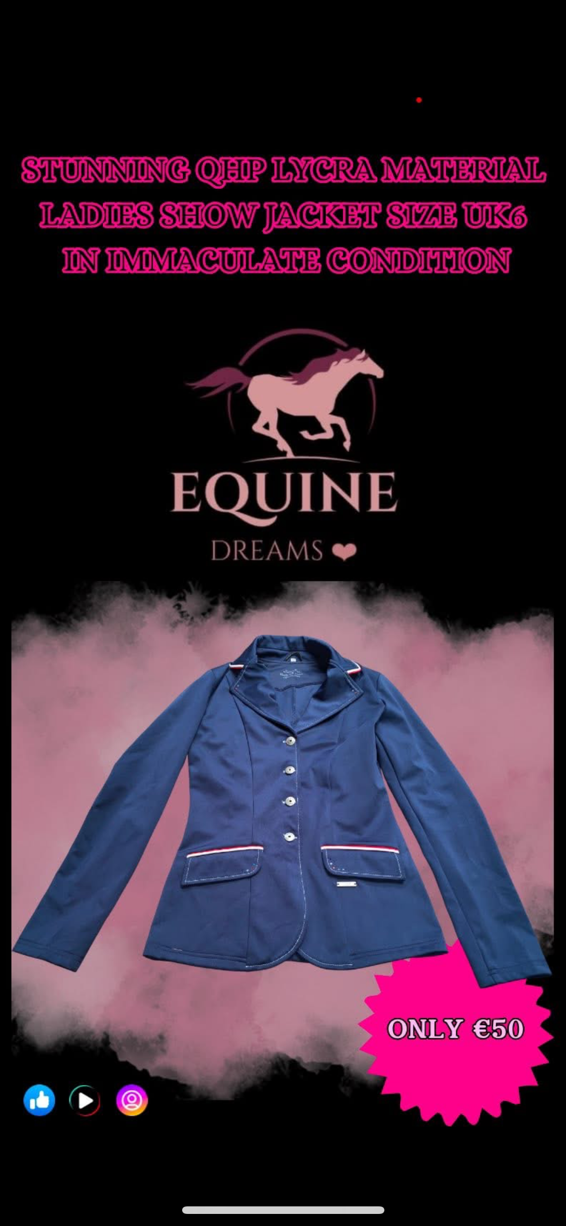 ✨ Stunning Ladies QHP Lycra Show Jacket – Approx. UK6 ✨