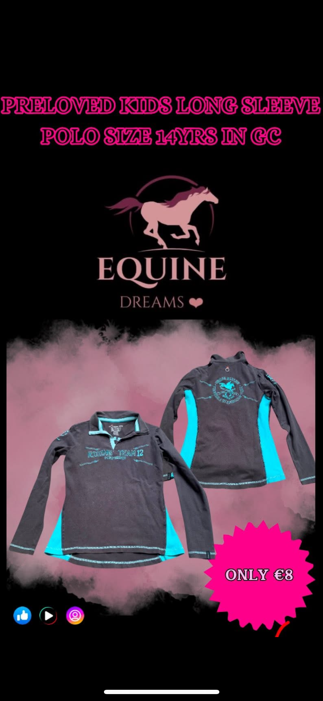 👕 Preloved Kids Long Sleeve Polo – Size 14yrs 👕