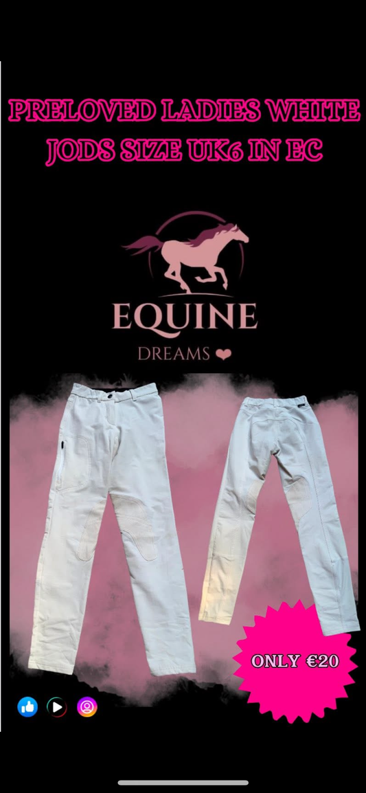 👖 Preloved Ladies White Jods – Size UK6 👖
