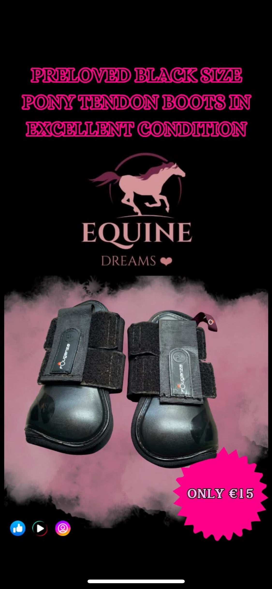 🖤 Preloved Black Pony Tendon Boots – Excellent Condition 🖤