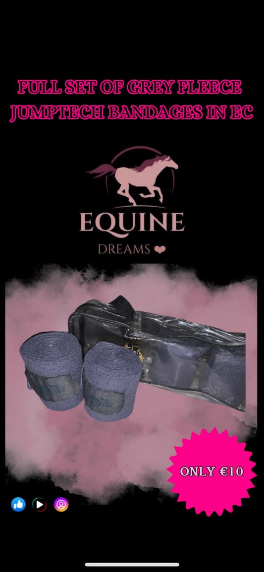 🌫️🐴 Preloved Jumptech Grey Fleece Bandages – Full Set 🐴🌫️