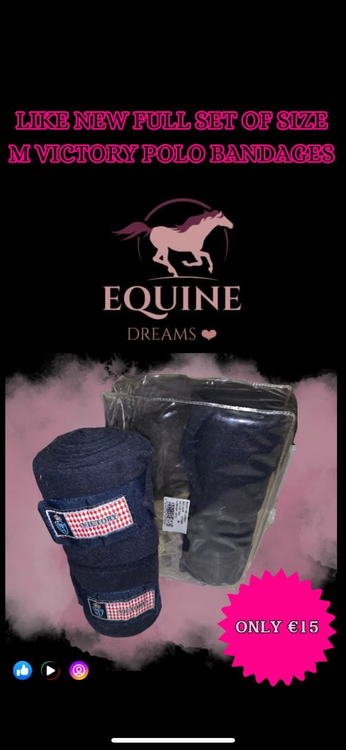 💙🐴 Like New Victory Polo Bandages – Size Medium, Full Set 🐴💙