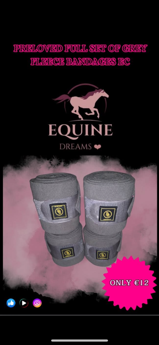 🌫️🐴 Preloved Grey Fleece Bandages – Full Set 🐴🌫️