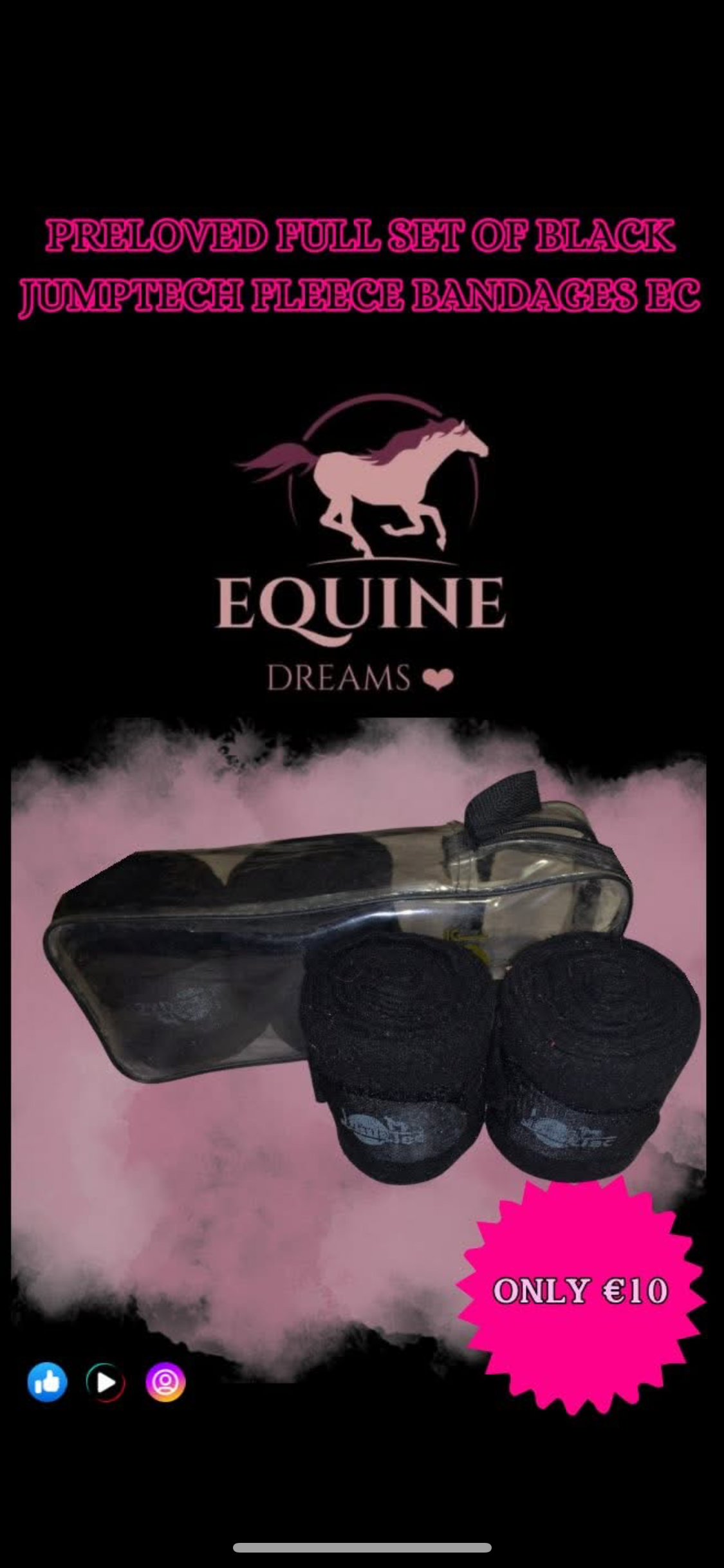 🖤🐴 Preloved Jumptech Fleece Bandages – Full Set 🐴🖤