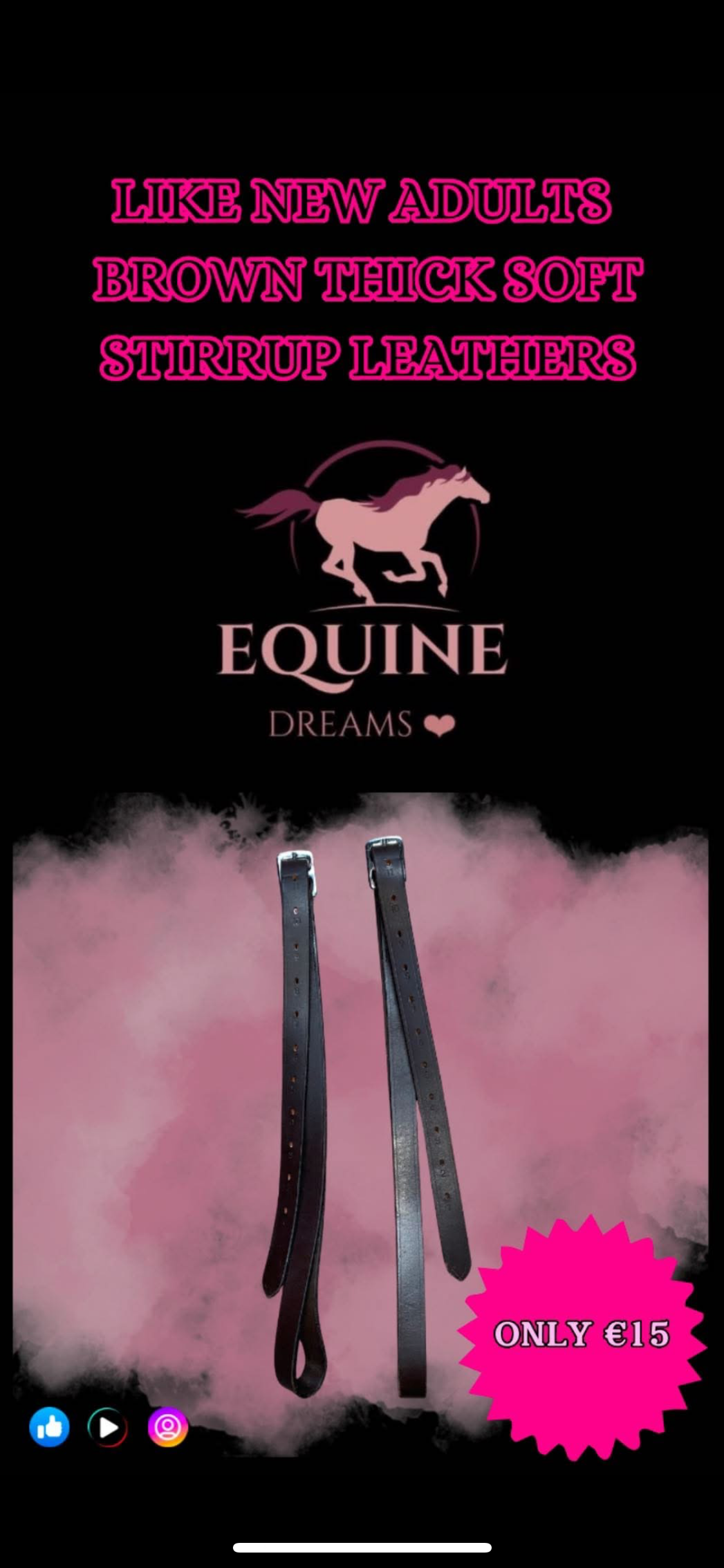 ✨ Preloved Adults Stirrup Leathers – Brown ✨