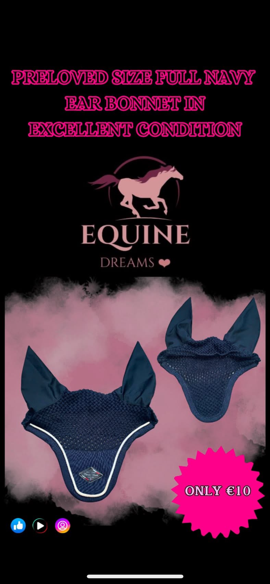 🪶💙 Preloved Size Full Navy Ear Bonnet 💙🪶