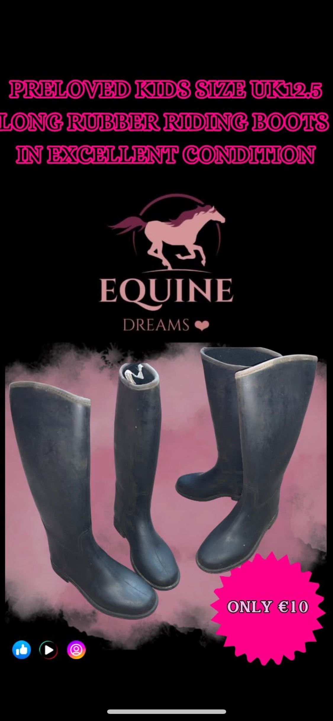 🥾 Preloved Kids Long Rubber Riding Boots – Size UK 12.5 🥾